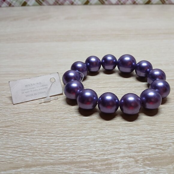 NWT Purple Chunky Beaded Bracelet Superstar Accessories Costume Jewelry #23 - Picture 6 of 6